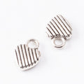 Bronze Gold and Silver Striped Heart Charms for Jewelry Making view 3