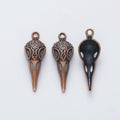 Ornate Bird Skull Charm in Six Vintage Metal Finishes view 3