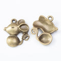 Mouse With Cheese Three Dimensional Metal Charm Jewelry Making Component view 3