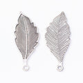 Long Veined Leaf Metal Charms in 2 Pictured Finishes view 3