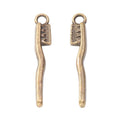 Mini Toothbrush Metal Charm Pendant in 2 Finishes for DIY Jewelry view 3