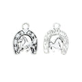 Running Horse Horseshoe Charm in Textured Metal for Jewelry Making view 3