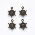 Patterned Ship Wheel Charm in 2 Metal Finishes for Jewelry Making view 3
