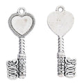 Heart Top Key Charms in Antique Bronze, Antique Silver view 3