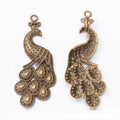 Ornate Peacock Charm Metal Jewelry Making Component view 3