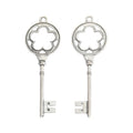Ornate Skeleton Key Metal Charms in Three Metallic Finishes view 3