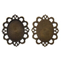 Antique Bronze and Silver Oval Floral Bezel Settings 30 x 40 mm view 3