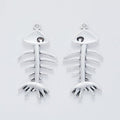 Ribbed Fish Skeleton Detailed Metal Charm in 2 Finishes view 3