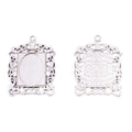 Ornate Rectangular Cabochon Pendant Tray In Antique Bronze and Antique Silver Metal Finish view 3