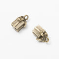 Vintage Style Metal Tiny Wrapped Gift Charm in 2 Metal Finishes view 3