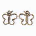 Open Butterfly Charm with Dotted Border in Two Antique Finishes view 3