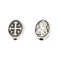 Oval Religious Portrait Bead In Antique Silver Metal Finish view 3