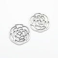 Flat Openwork Rose Metal Charm Pendant For Jewelry Making And Craft Projects view 3