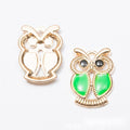 Enamel Owl Charm Gold-Tone Metal Pendant in Six Colors view 3