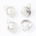 Pearl Accent Seashell Metal Charm Pendants in 2 Finishes view 3
