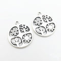 Round Four Seasons Tree Charm In Antique Bronze and Antique Silver Metal Finish view 3