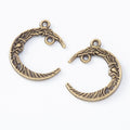 Crescent Moon Two Loop Connectors in Two Antique Finishes view 3