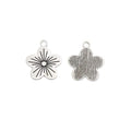 Five Petal Flower Metal Charms in Four Metallic Finishes view 3