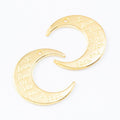 Vintage Finish Metal Engraved Crescent Moon Charms in 3 Style Options view 3