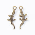 Slender Crocodile Antique Metal Charms In Two Finishes view 3