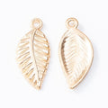 Veined Leaf Metal Charm in Three Metallic Finishes view 3