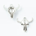 Vintage Style Metal Longhorn Cattle Skull Charm in 2 Metal Finishes view 3