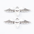Winged Heart Metal Charms in Two Antique Finishes Jewelry Components view 3