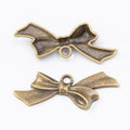 Tied Ribbon Bow Metal Charms in Two Antique Finishes view 3
