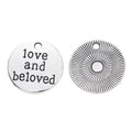 Love And Beloved Round Metal Charm in 3 Finishes for Jewelry Making view 3