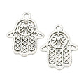 Openwork Hamsa Hand Charm in Antique Bronze and Silver Tone view 3