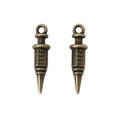Syringe Shaped Metal Charms in Antique Bronze and Silver view 3