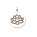 Round Lotus Cutout Metal Charm Pendants in 2 Finishes view 3