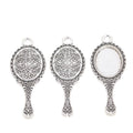 Ornate Hand Mirror Metal Bezel Charms in Four Finishes view 3