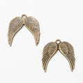 Pair Of Feathered Wings Charm In 3 Metal Finishes For Jewelry Making view 3