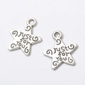 Engraved Message Star Metal Charm for Jewelry Making in 5 Visible Finishes view 3