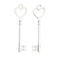 Long Heart Bow Key Metal Charm for Jewelry Making in Antique Bronze and Antique Silver view 3