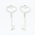 Heart Bow Key Pendant Charms in Antique Bronze and Silver view 3