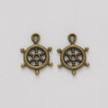Classic Ship Wheel Metal Charms in Five Metallic Finishes view 3
