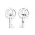 Paris Medallion Key Metal Charm for Jewelry Making in Antique Bronze and Antique Silver view 3