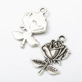 Rose Blossom Metal Charm in 4 Distinct Finishes for Jewelry Making view 3