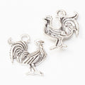 Antique Standing Rooster Metal Charm, Two Finishes view 3