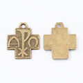 Chi Rho Cross Metal Pendants in Two Antique Finishes view 3