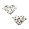 Filigree Double-Loop Heart Connector Metal Charm in 2 Finishes view 3