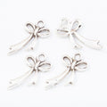 Ribbon Bow Charm Long-Tail Metal Pendant in Three Finishes view 3