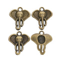 Large Ear Elephant Head Charm in Textured Metal for Jewelry Making view 3