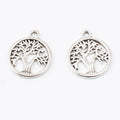 Round Tree of Life Charm in 2 Metal Finishes for Jewelry Making view 3