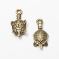 Patterned Turtle Metal Charm Pendant in Three Finishes view 3