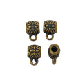 Floral Square Tube Bail Bead in Textured Metal for Jewelry Making view 3
