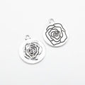 Antique Round Rose Medallion Metal Charm, Two Finishes view 3