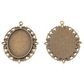 Ornate Oval Cabochon Setting Alloy Jewelry Making Component in 2 Finish Options view 3